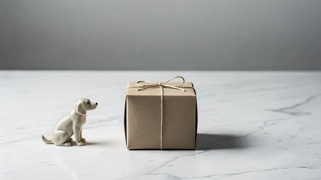 Composition symbolique minimaliste avec un objet cadeau élégant dans un espace épuré, évoquant la tension entre attention bienveillante et intrusion dans la personnalisation client.