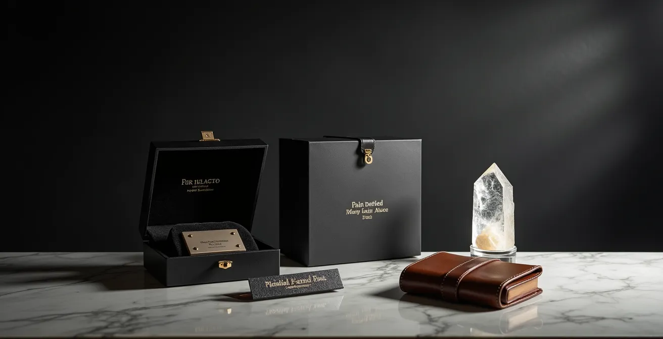 Composition artistique d'objets exclusifs de marque disposés élégamment sur une surface en marbre