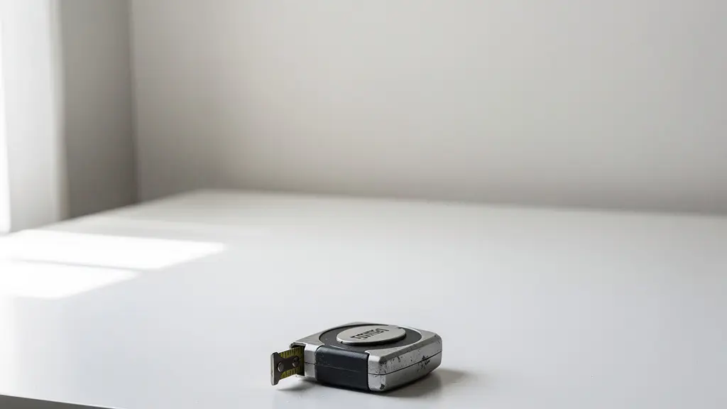 Bureau minimaliste avec un seul objet promotionnel neutre et utile placé au premier plan, suggérant qu’il « paie son loyer » par l’usage quotidien.